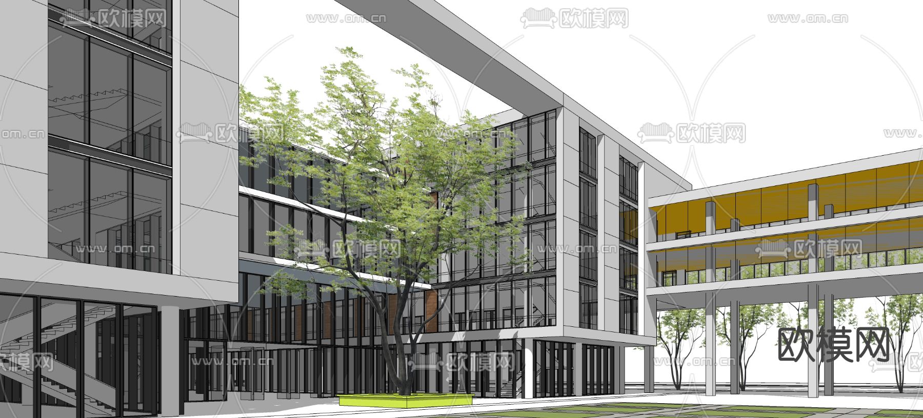 现代产业园建筑外观su模型