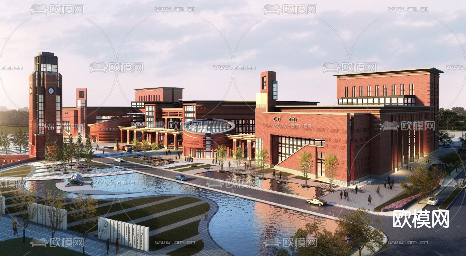 简欧大学校园建筑外观su模型下载_ID12091479_sketchup模型下载-欧模网