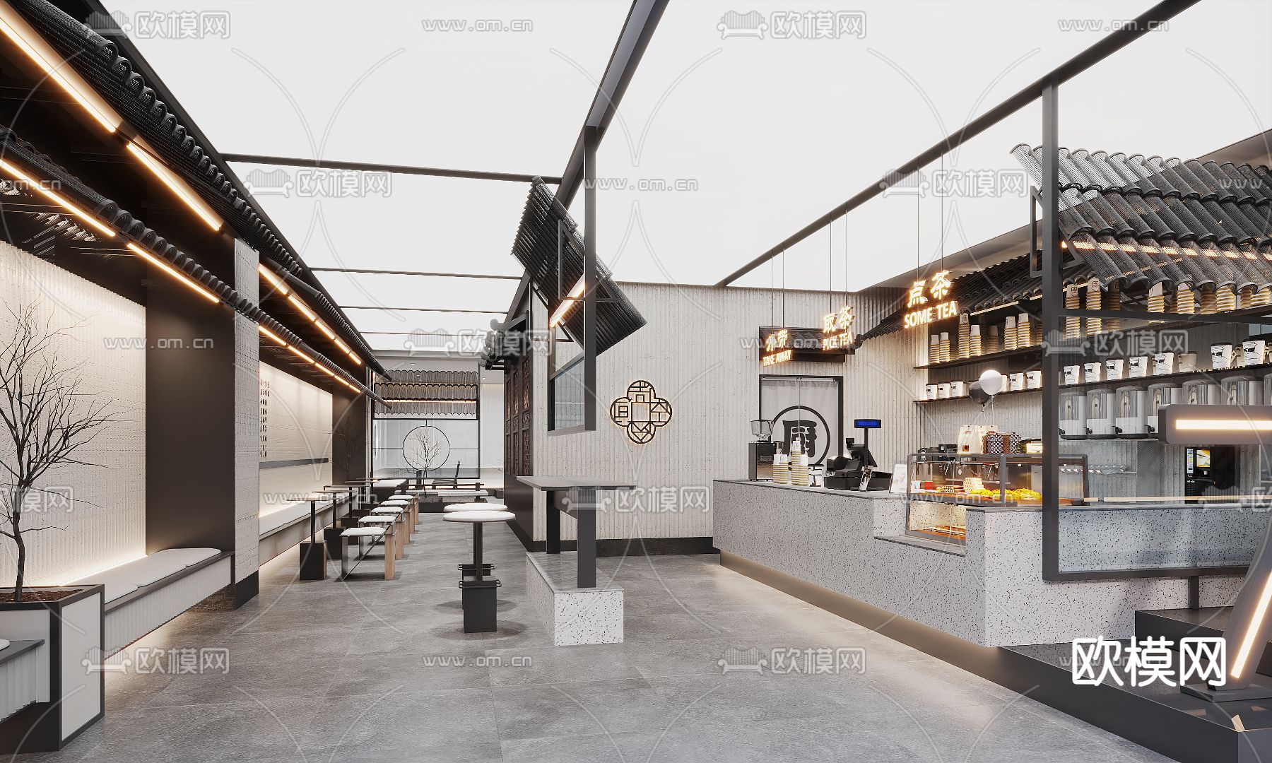 新中式甜品面包店3d模型下载（渲染图1）