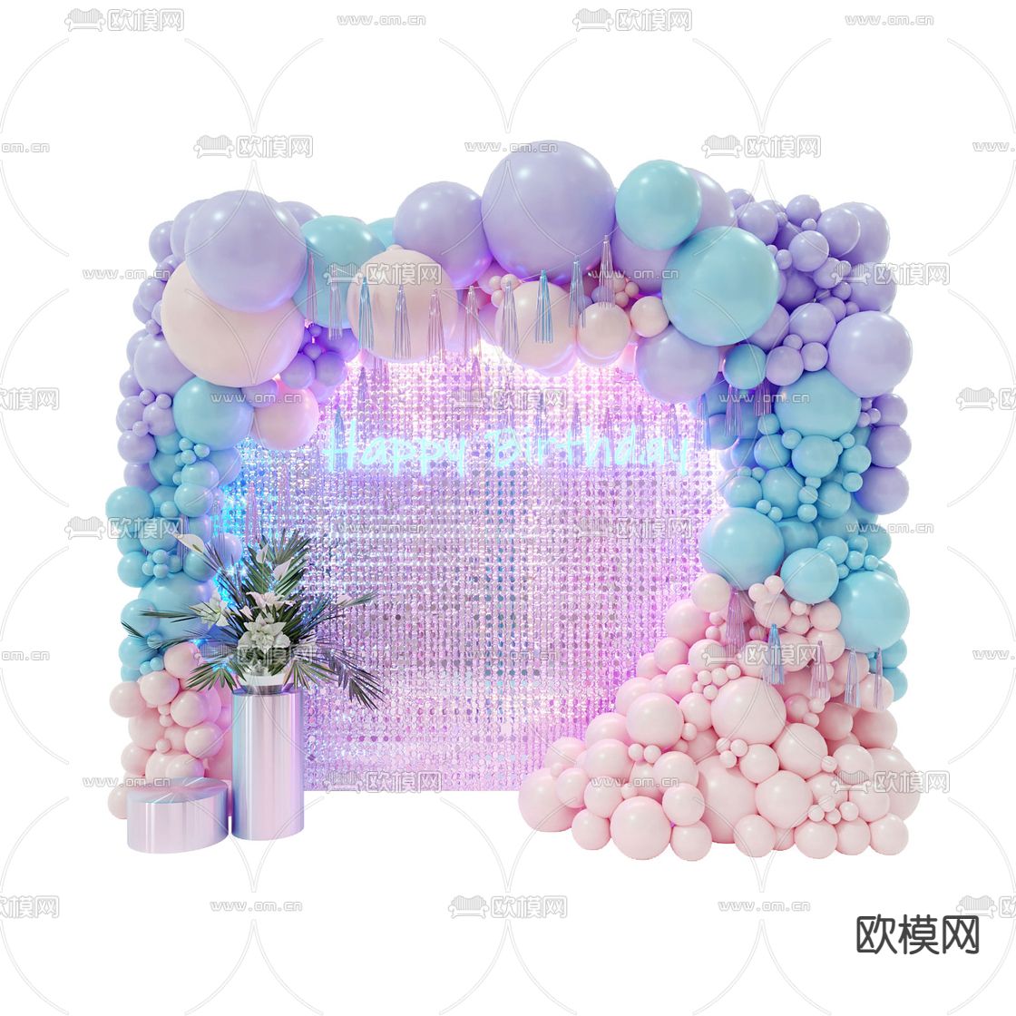 现代美陈生日气球背景板su模型