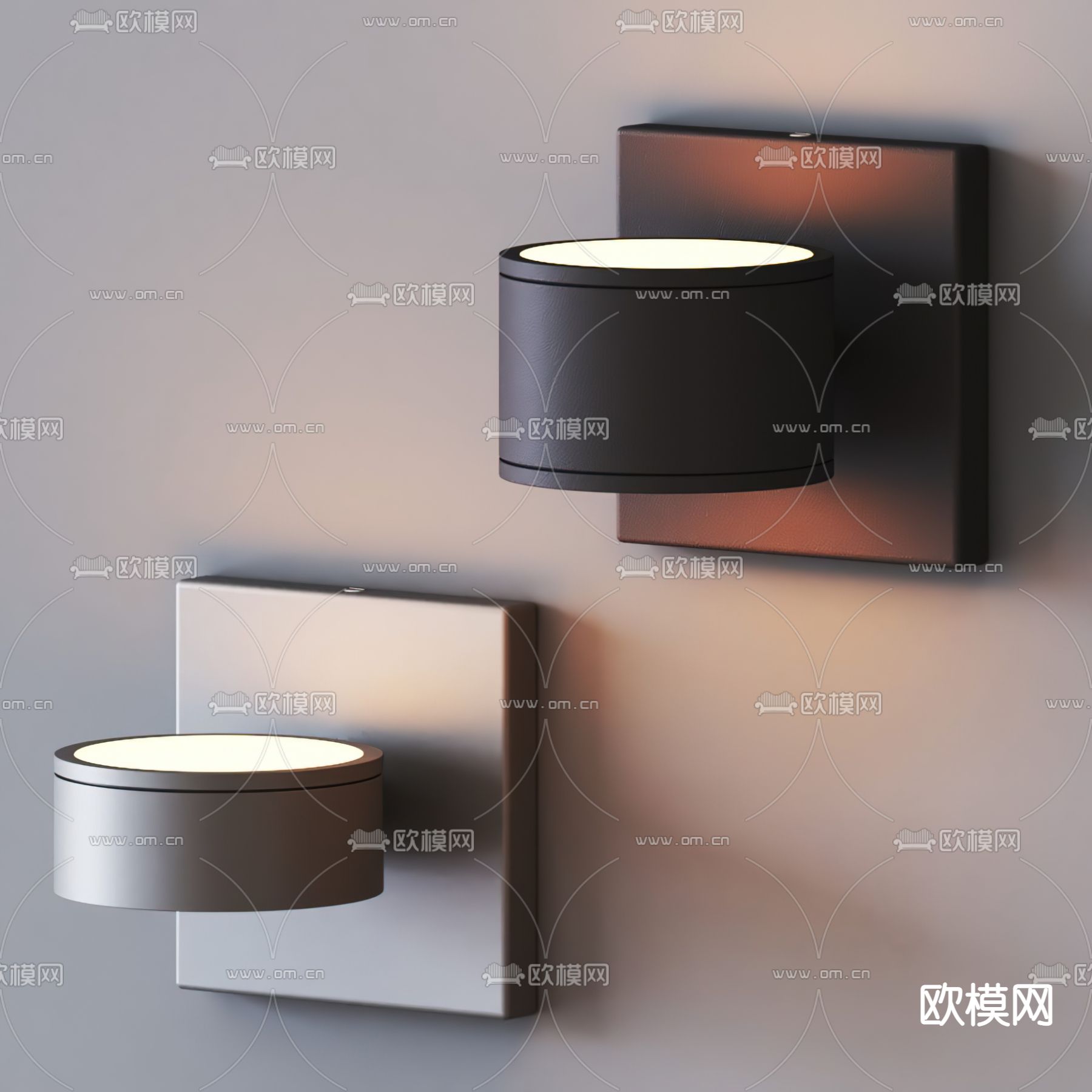 现代圆形壁灯3d模型下载（渲染图3）