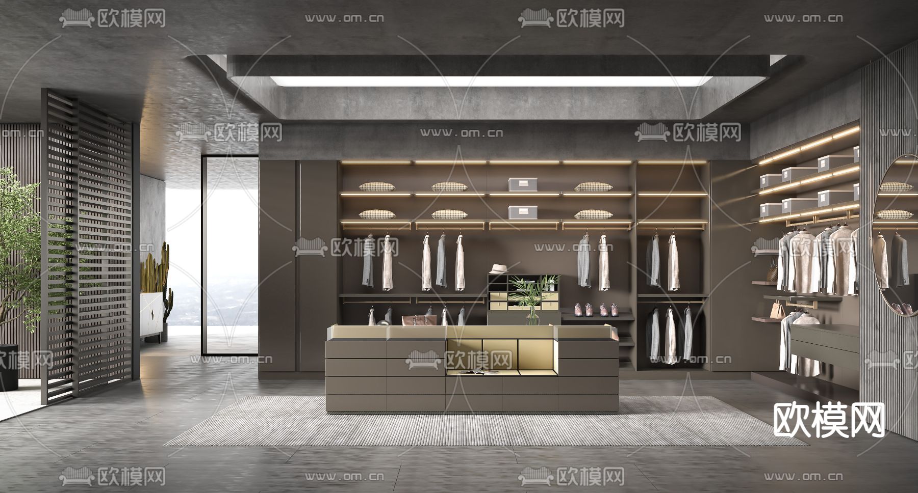现代轻奢衣帽间su模型
