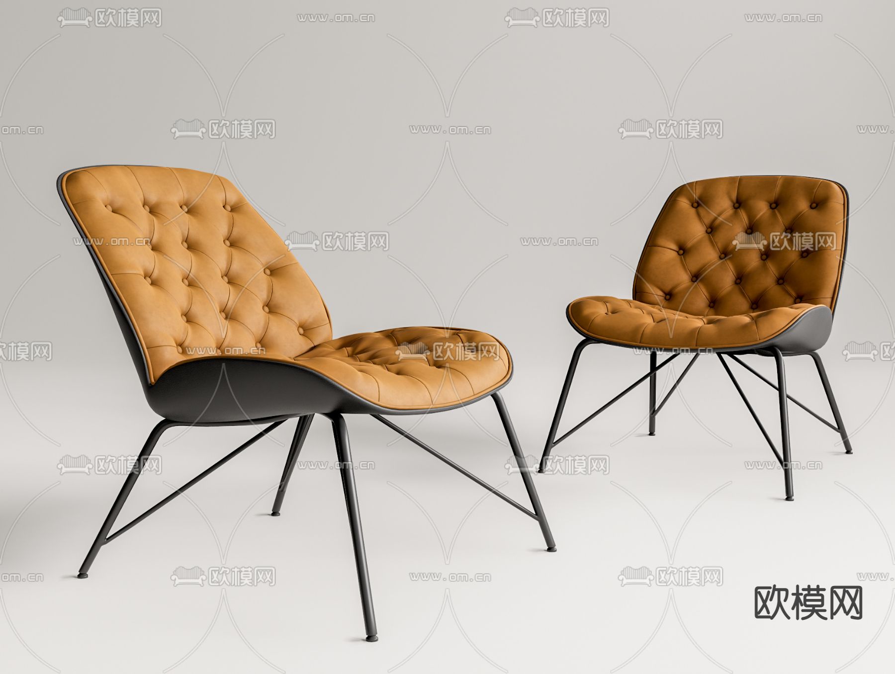法式皮革休闲椅子su模型下载（渲染图1）
