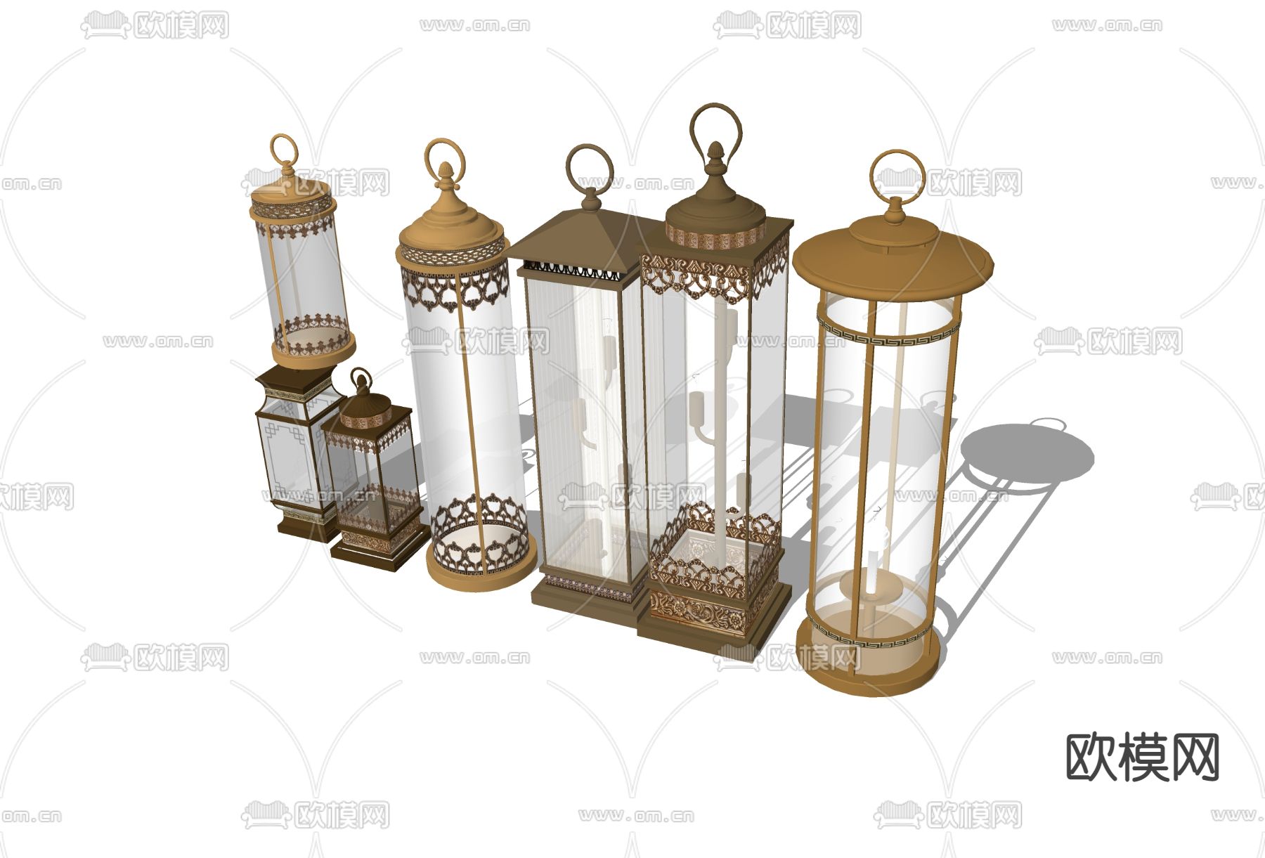 欧式玻璃烛台灯su模型下载