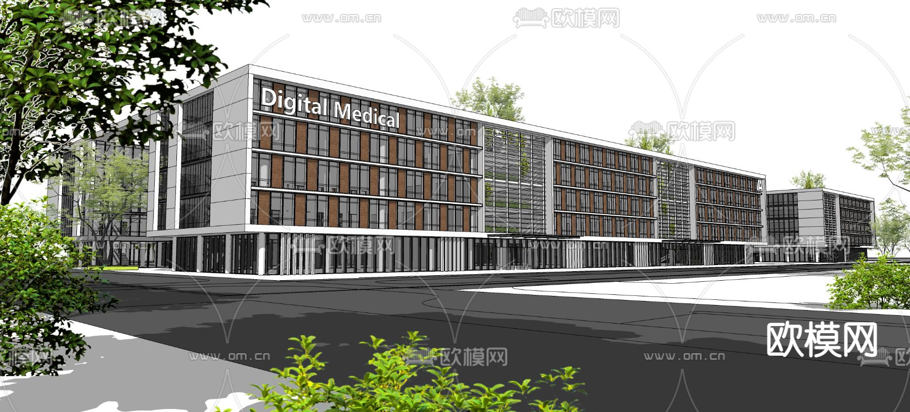 现代产业园建筑外观su模型