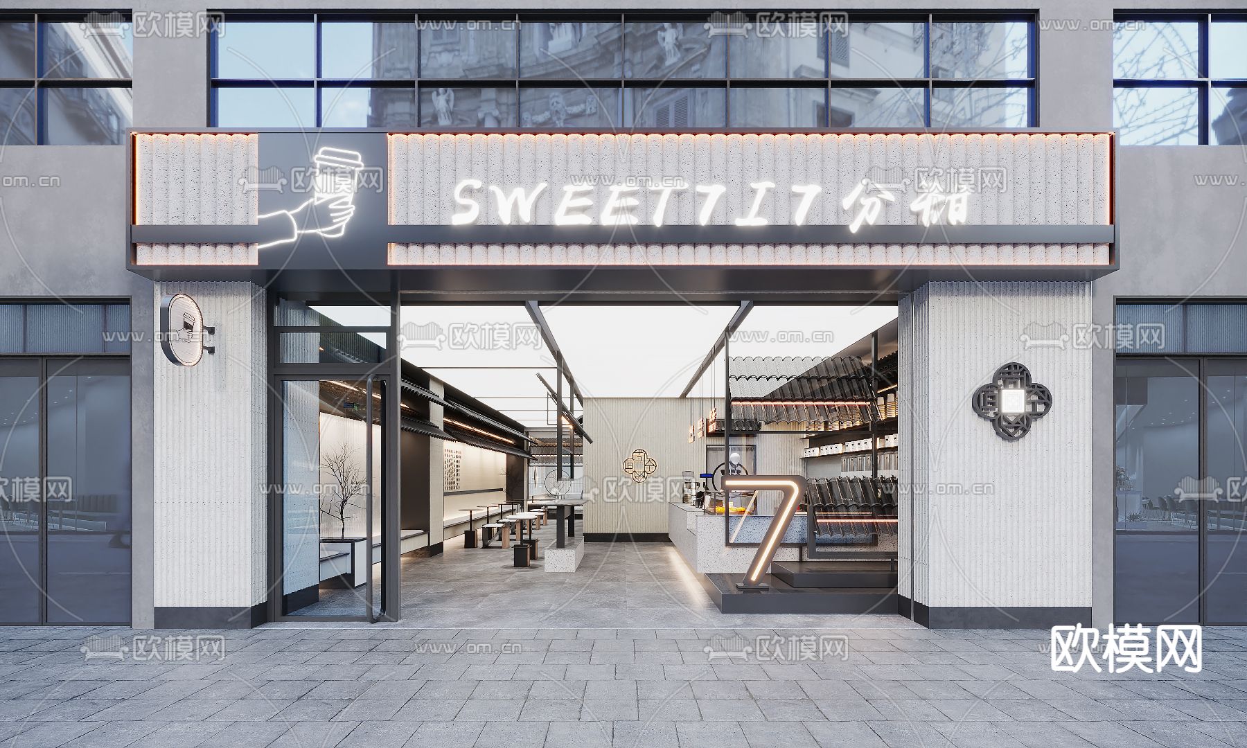 新中式甜品面包店3d模型下载（渲染图3）