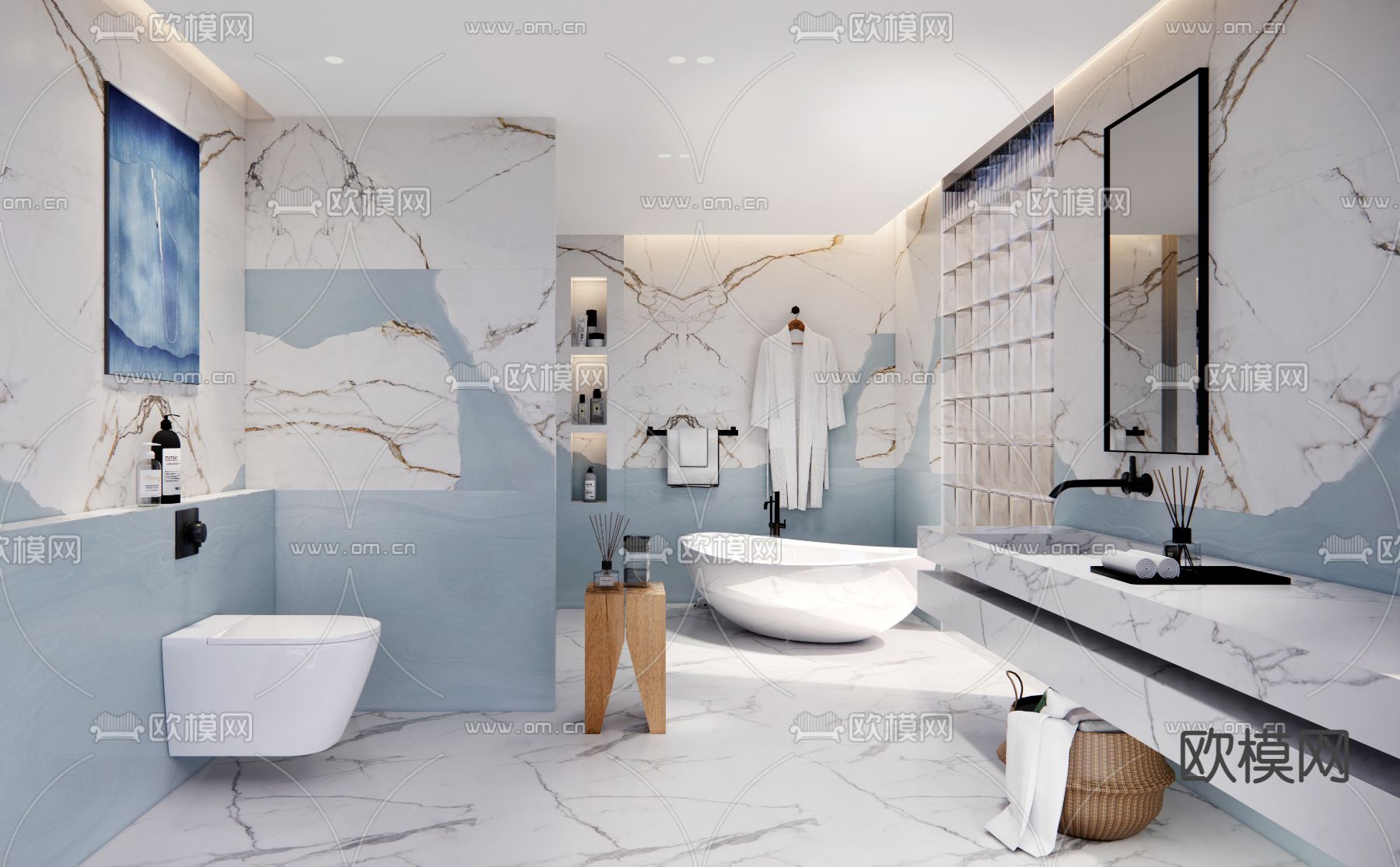 现代卫生间浴室su模型下载（渲染图1）