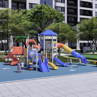  现代儿童游乐园su模型 