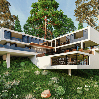 现代独栋别墅su模型