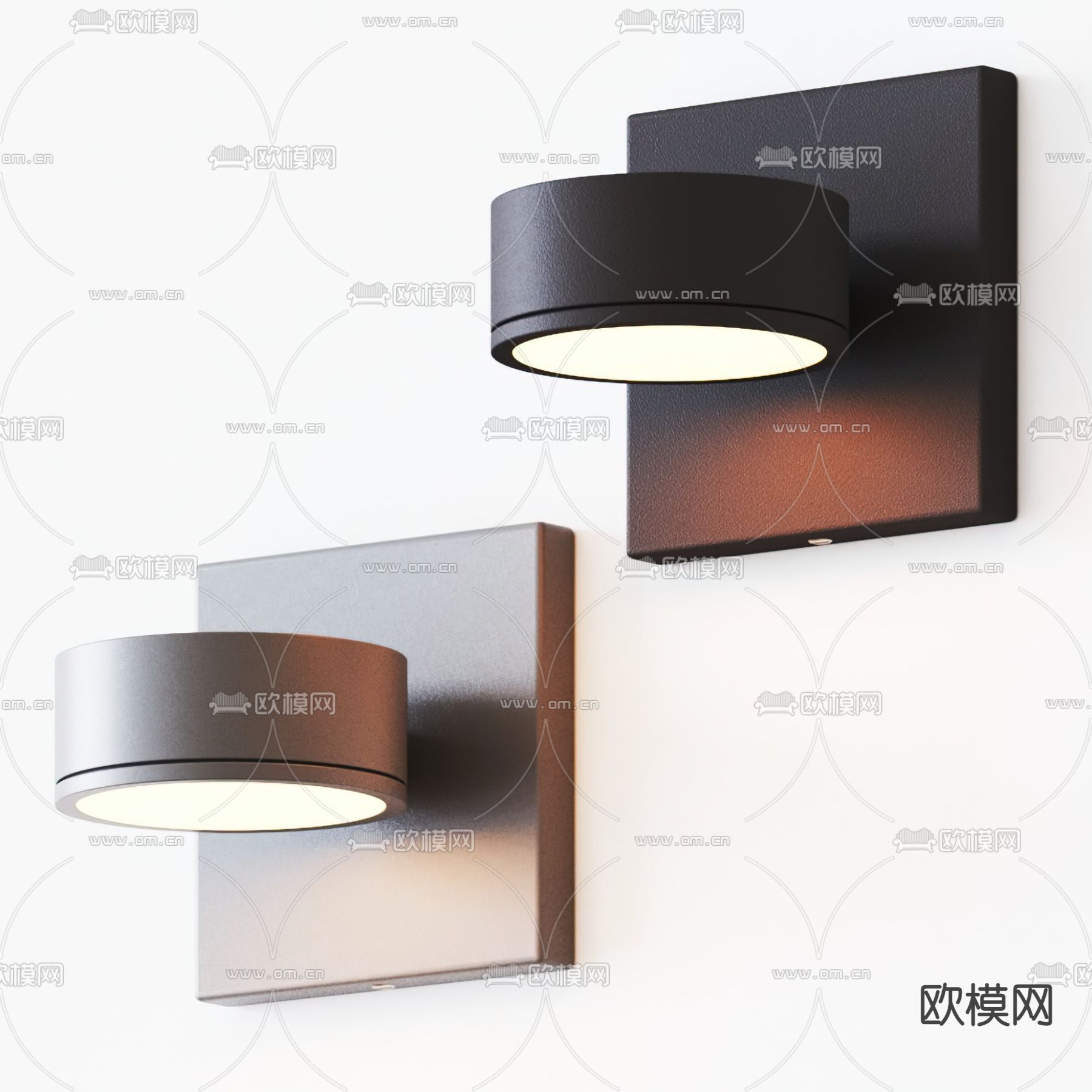 现代圆形壁灯3d模型下载（渲染图2）