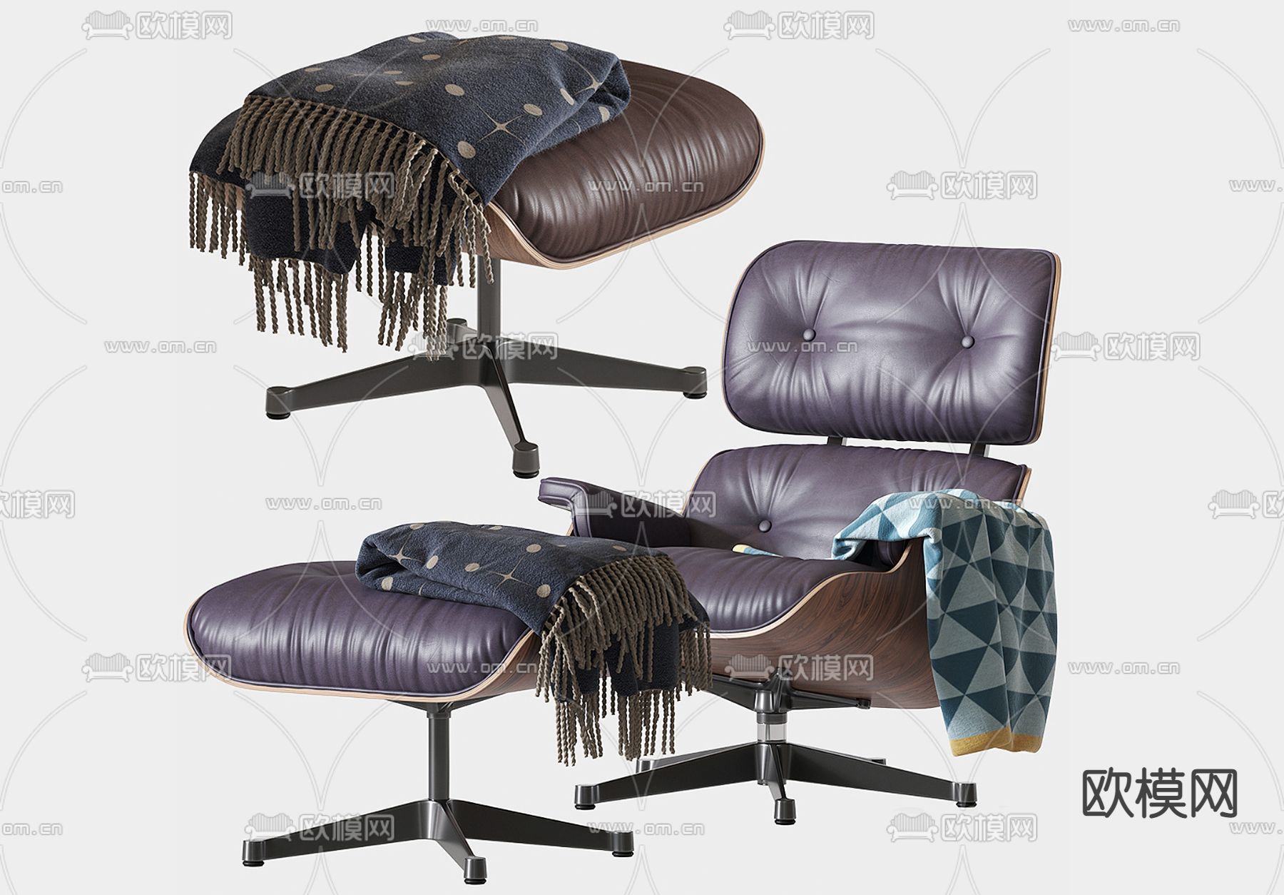 Flexform现代紫色休闲椅子3d模型下载