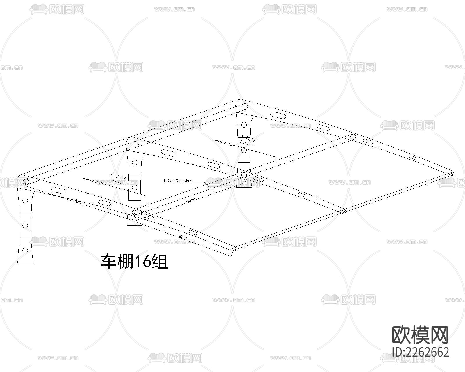 雨棚cad大样图下载（渲染图2）