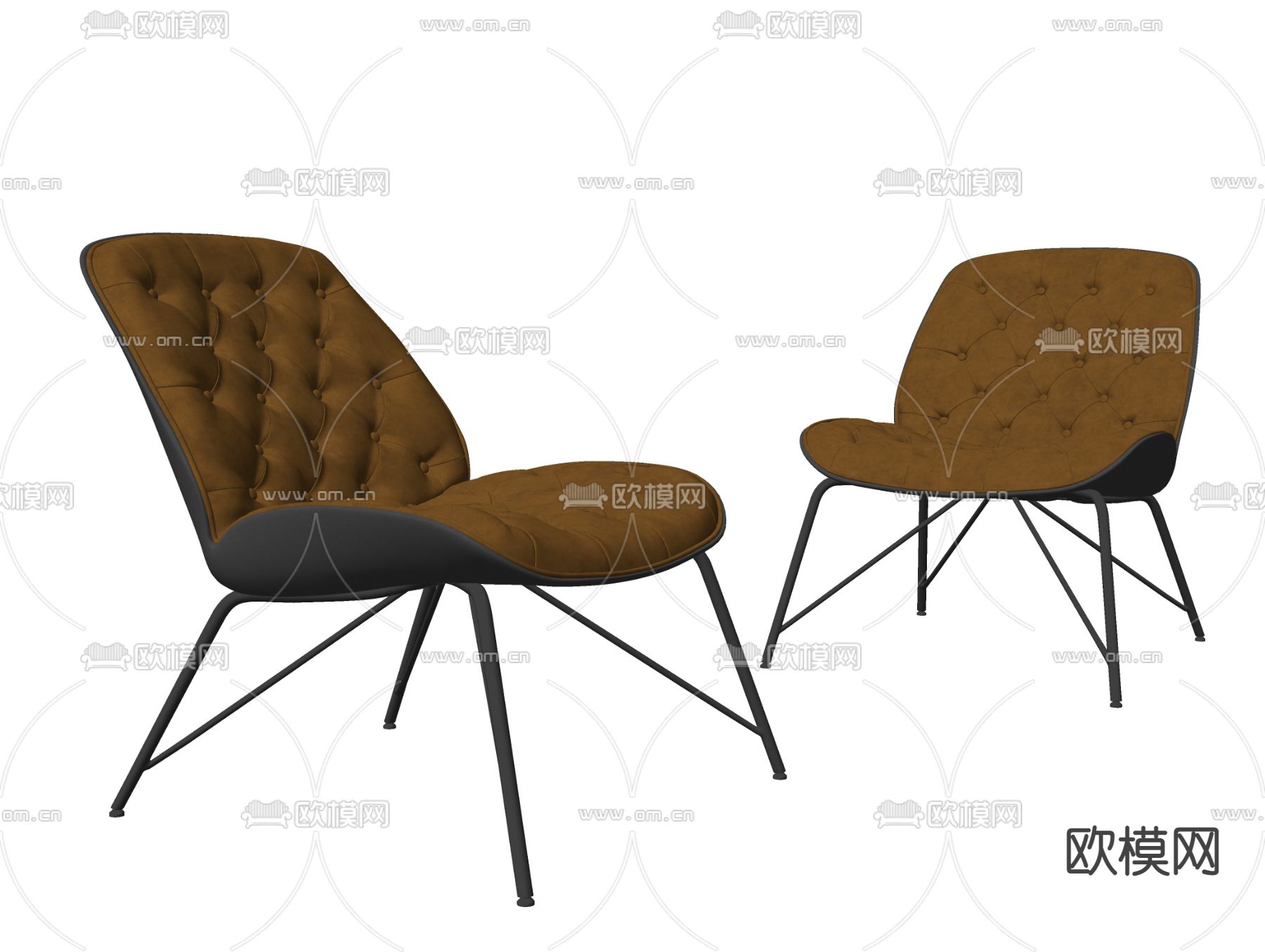 法式皮革休闲椅子su模型下载（渲染图3）