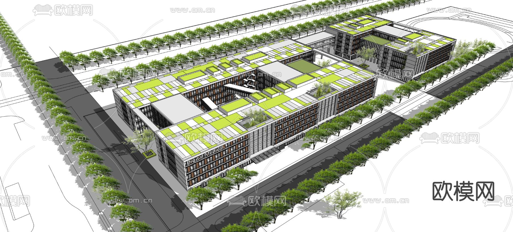 现代产业园建筑外观su模型