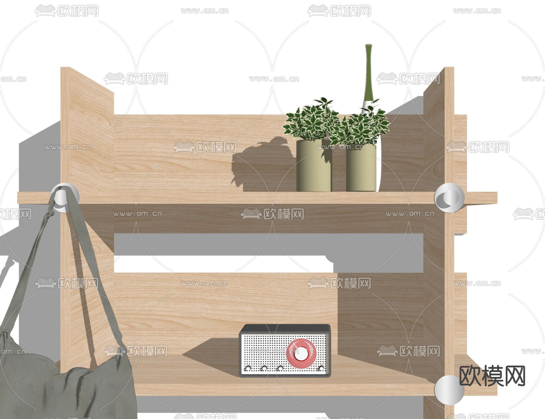 北欧实木置物架su模型下载（渲染图3）