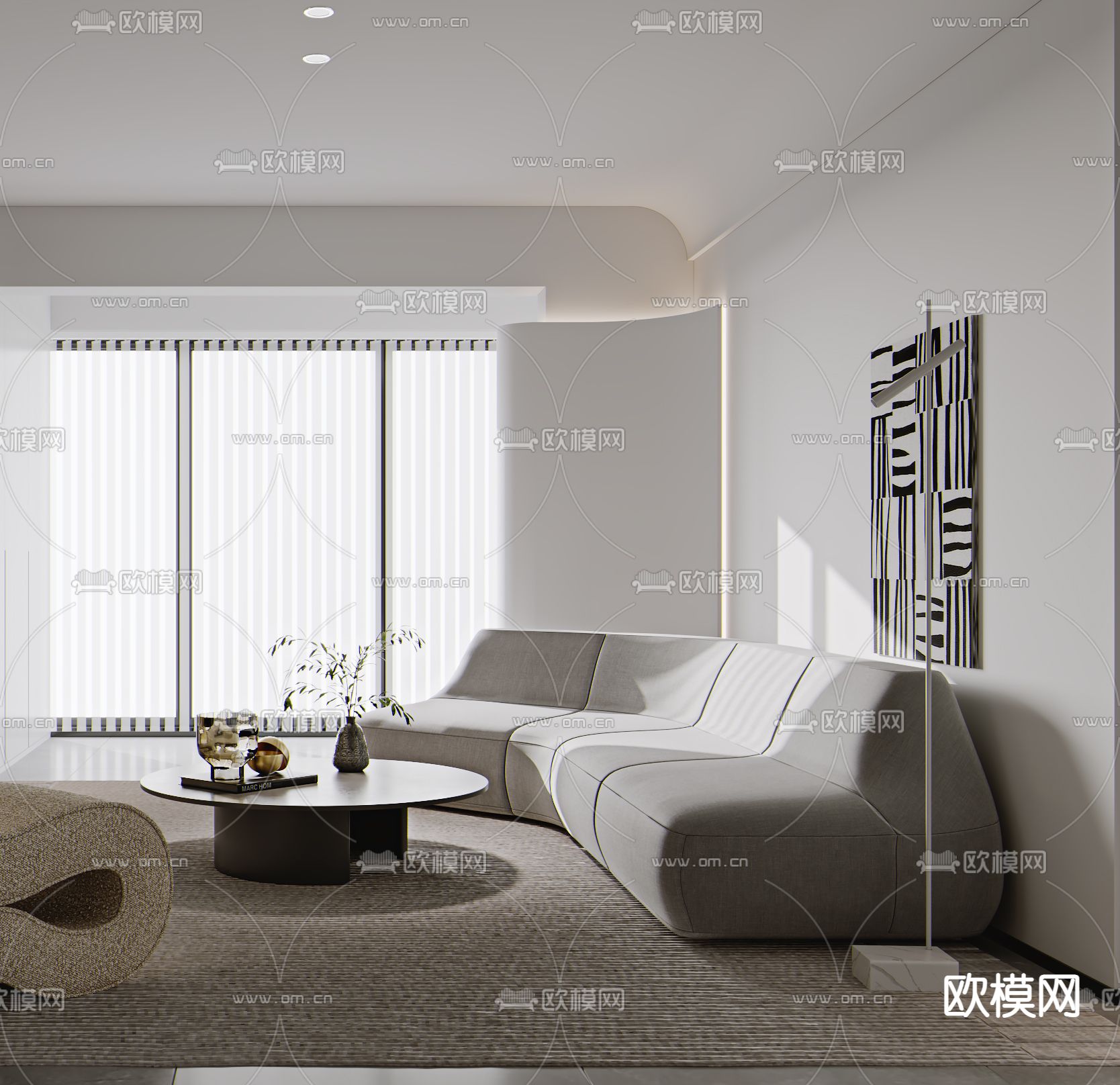 现代简约客厅3d模型