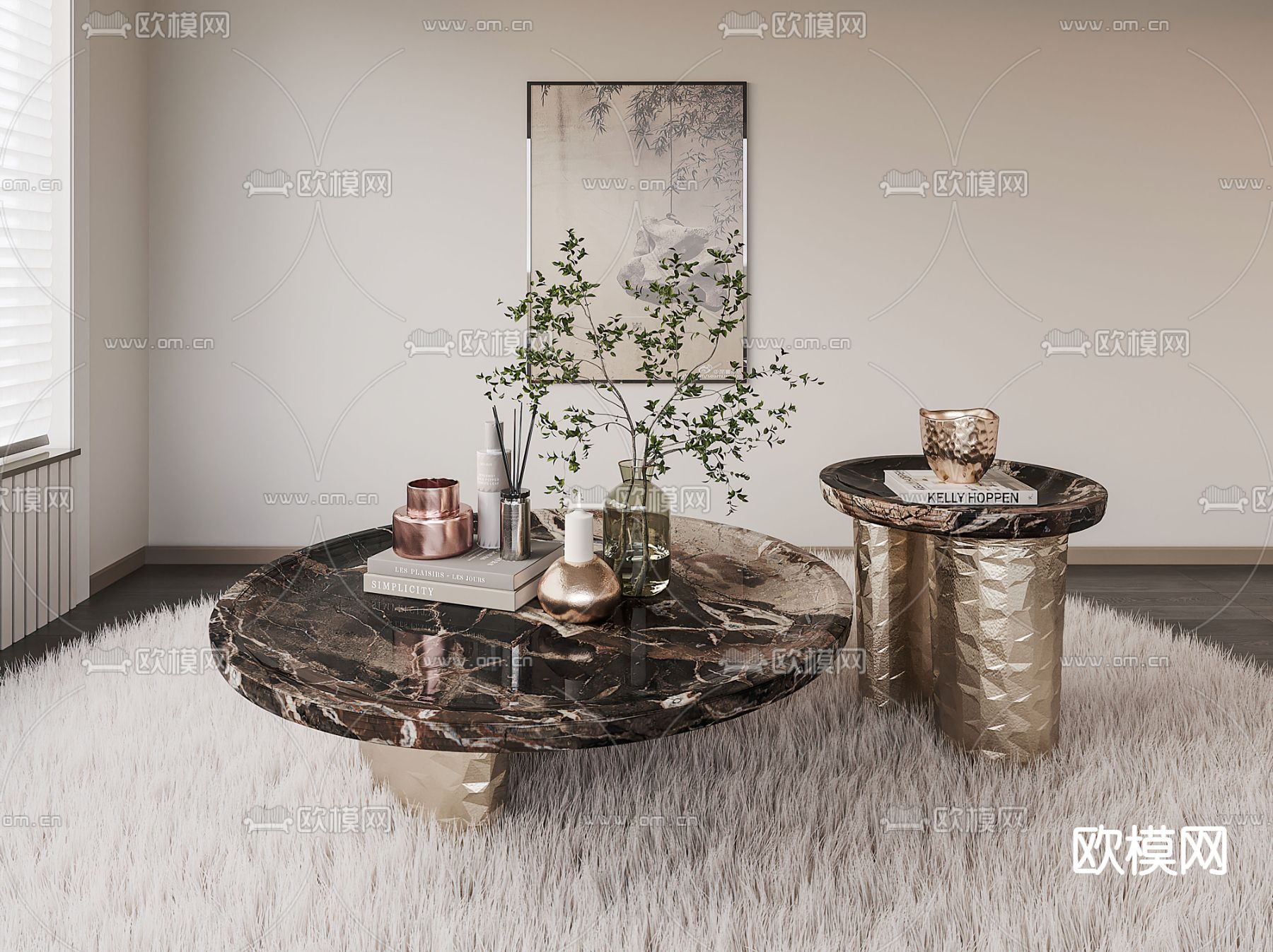 Poliform 现代大理石茶几3d模型
