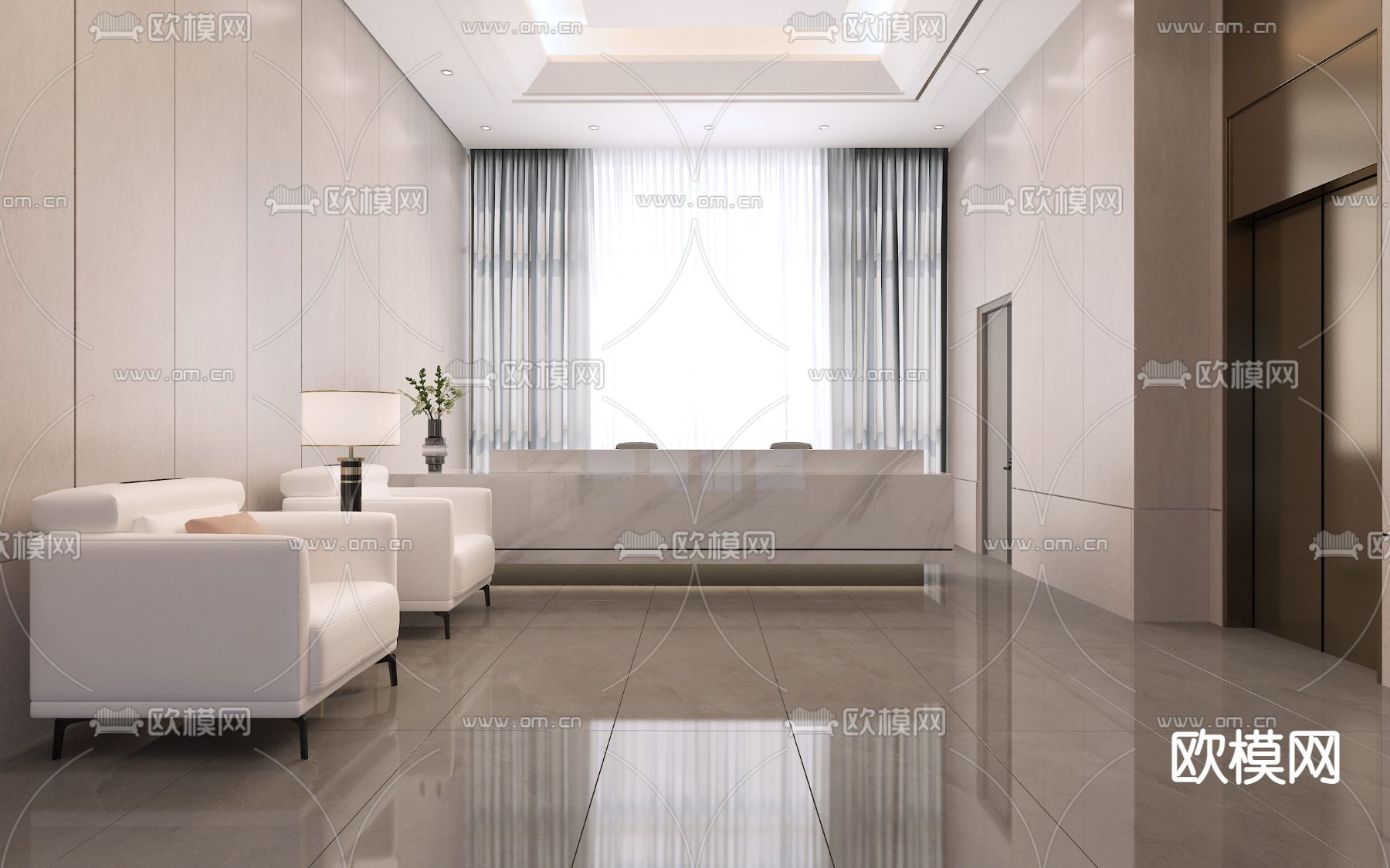 现代前台免费3d模型下载（渲染图1）