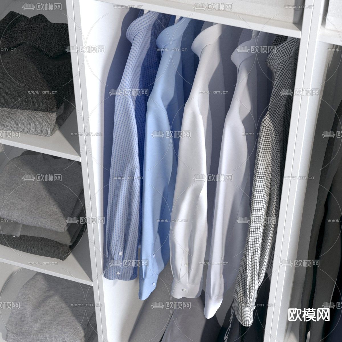 现代无门衣柜3d模型下载（渲染图2）