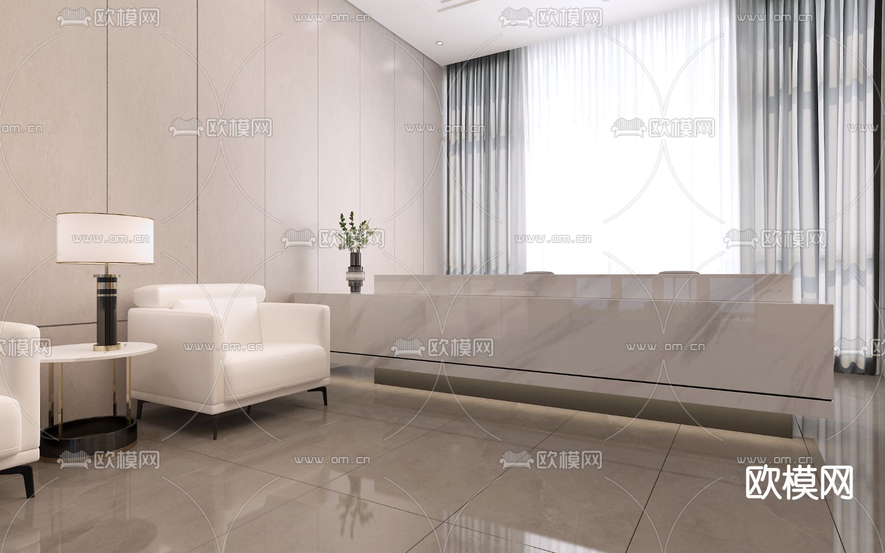 现代前台免费3d模型下载（渲染图2）