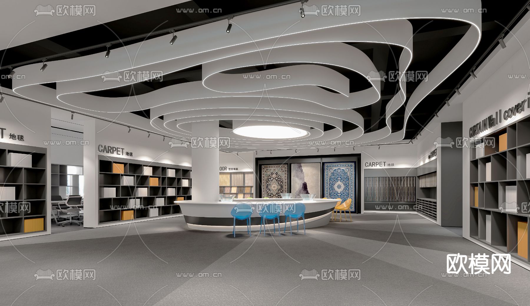 工业风软装材料展厅3d模型下载（渲染图1）