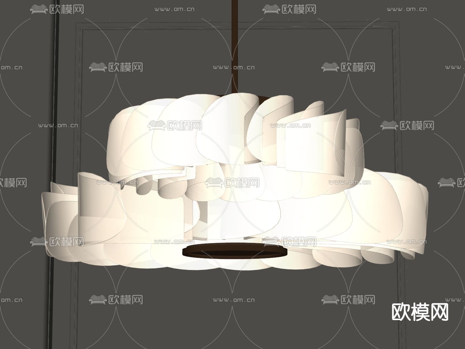 侘寂风双层吊灯su模型下载（渲染图2）