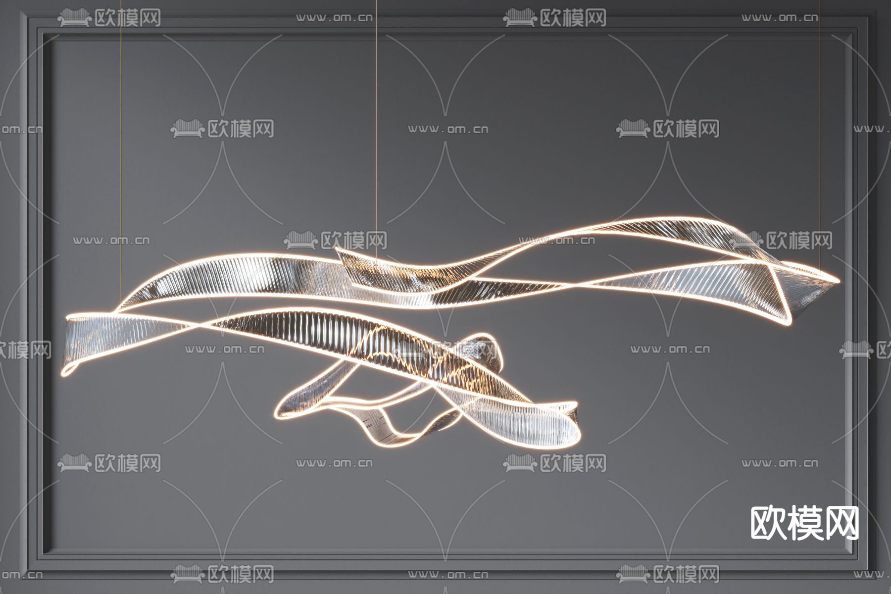 现代水晶飘带吊灯su模型下载_ID12090391_sketchup模型下载-欧模网