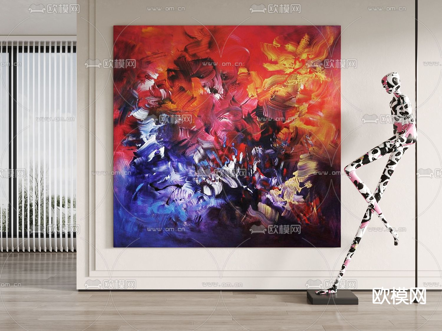 现代抽象装饰挂画su模型