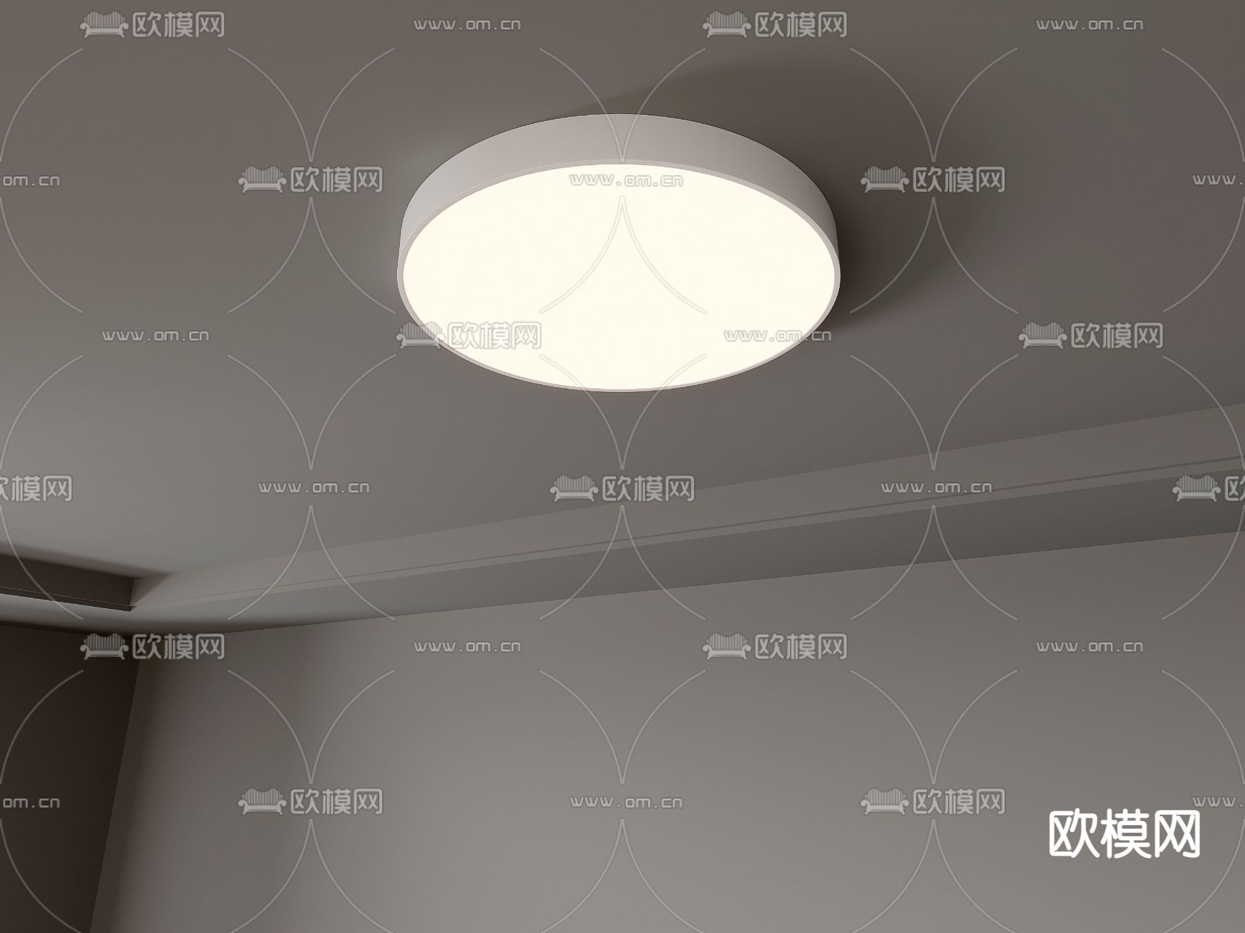 现代几何吸顶灯免费3d模型下载（渲染图3）