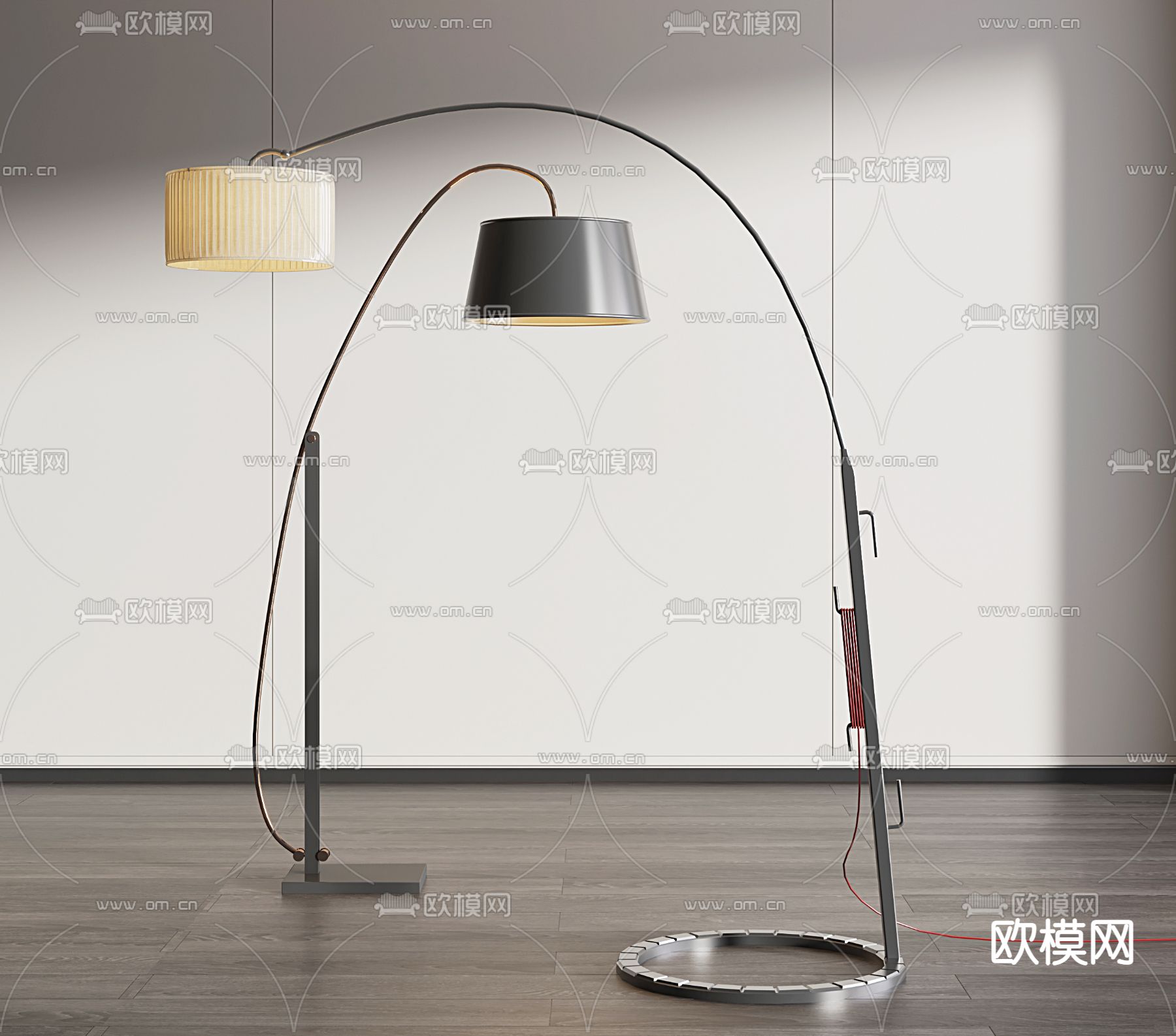 现代钓鱼落地灯3d模型下载（渲染图2）