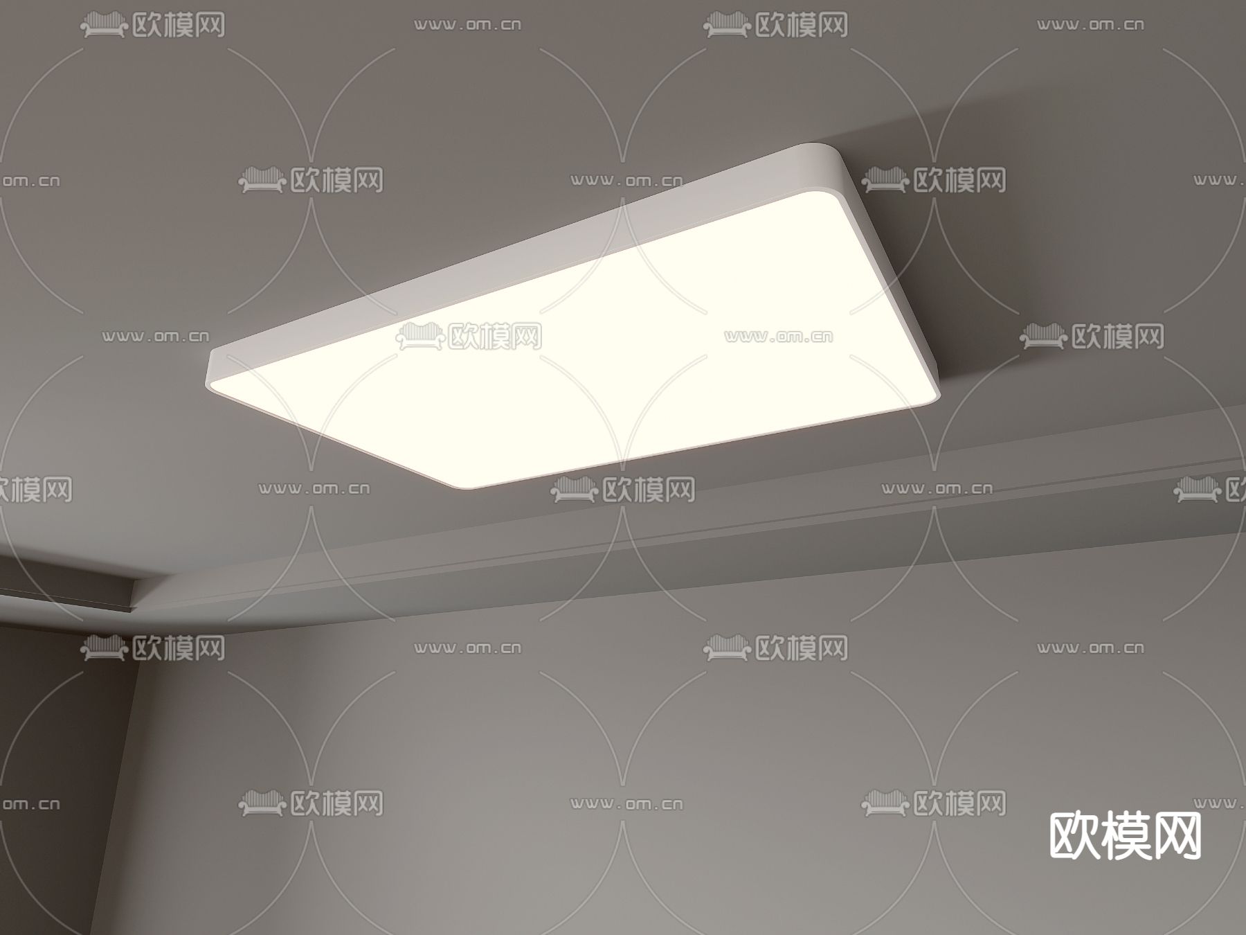 现代几何吸顶灯免费3d模型下载（渲染图2）