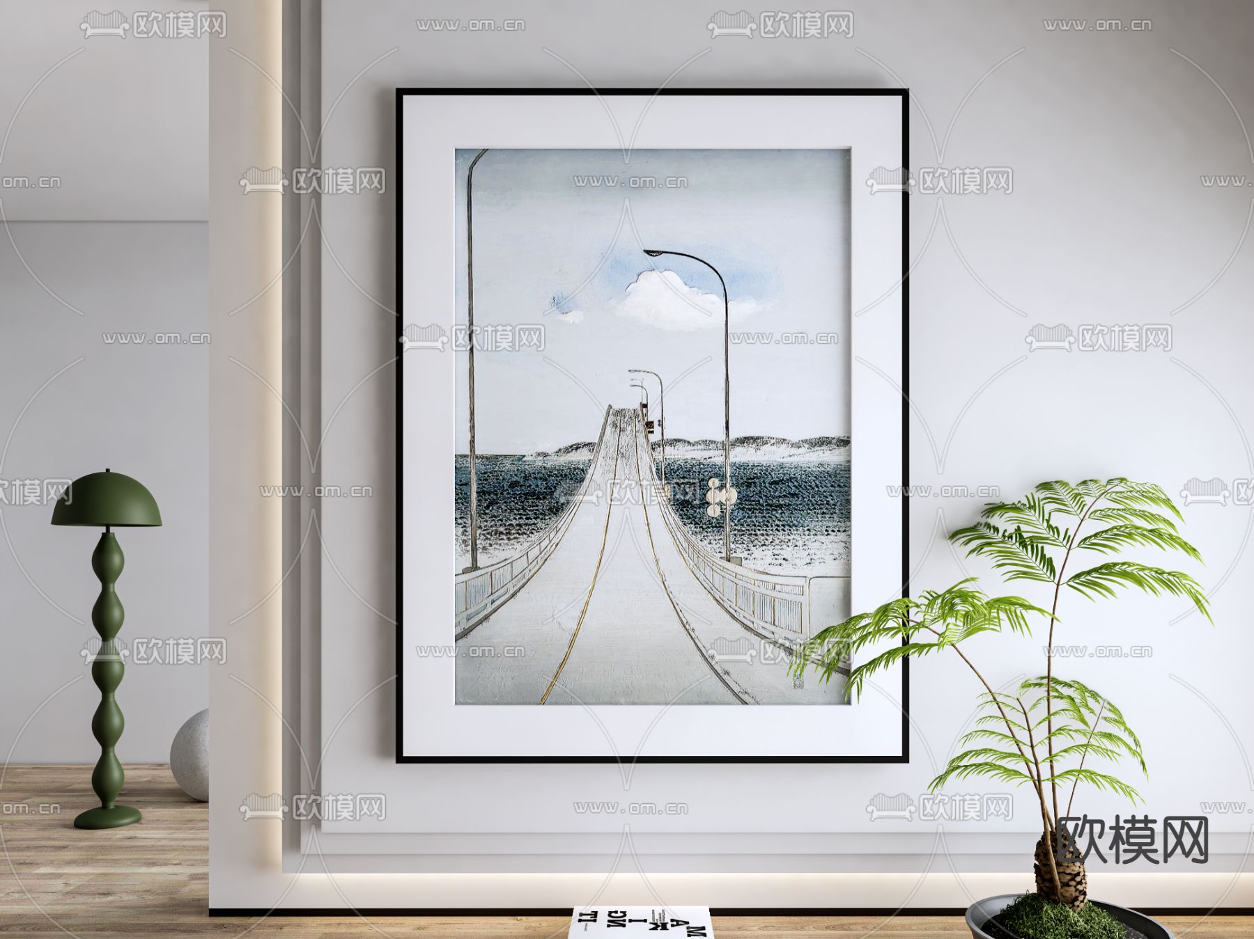 现代装饰挂画su模型下载（渲染图1）