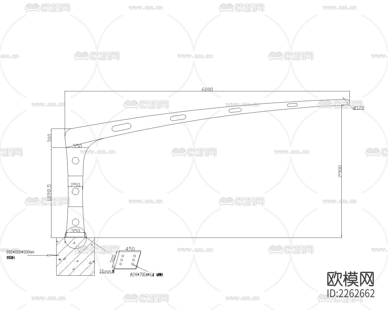 雨棚cad大样图下载（渲染图1）