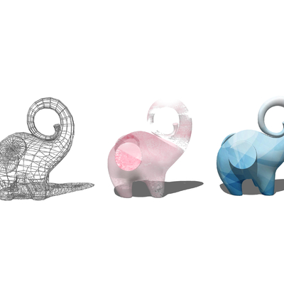  现代大象雕塑小品su模型 