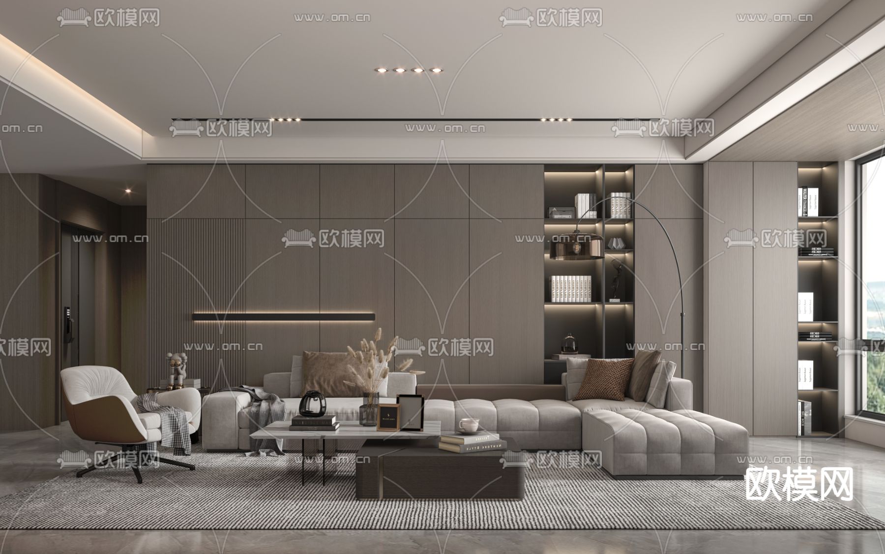 现代高级灰客厅3d模型下载