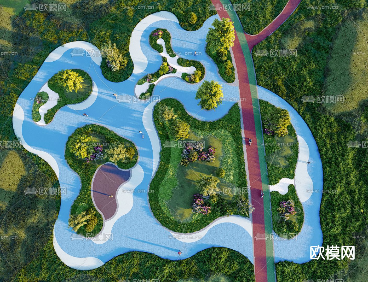 现代城市口袋公园su模型下载（渲染图2）