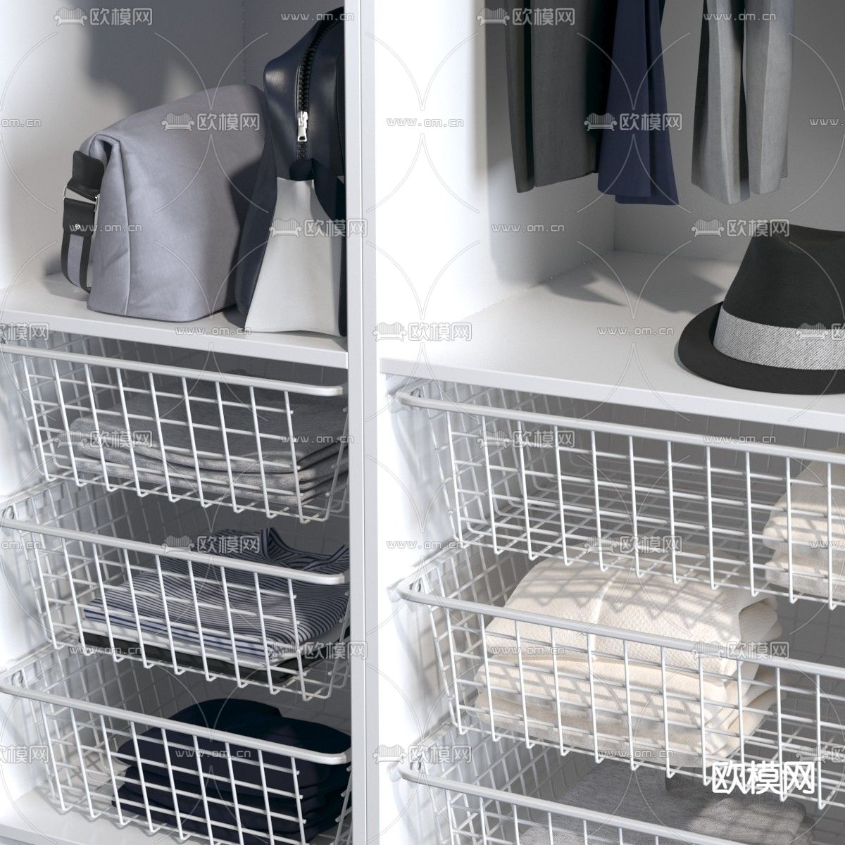 现代无门衣柜3d模型下载（渲染图3）