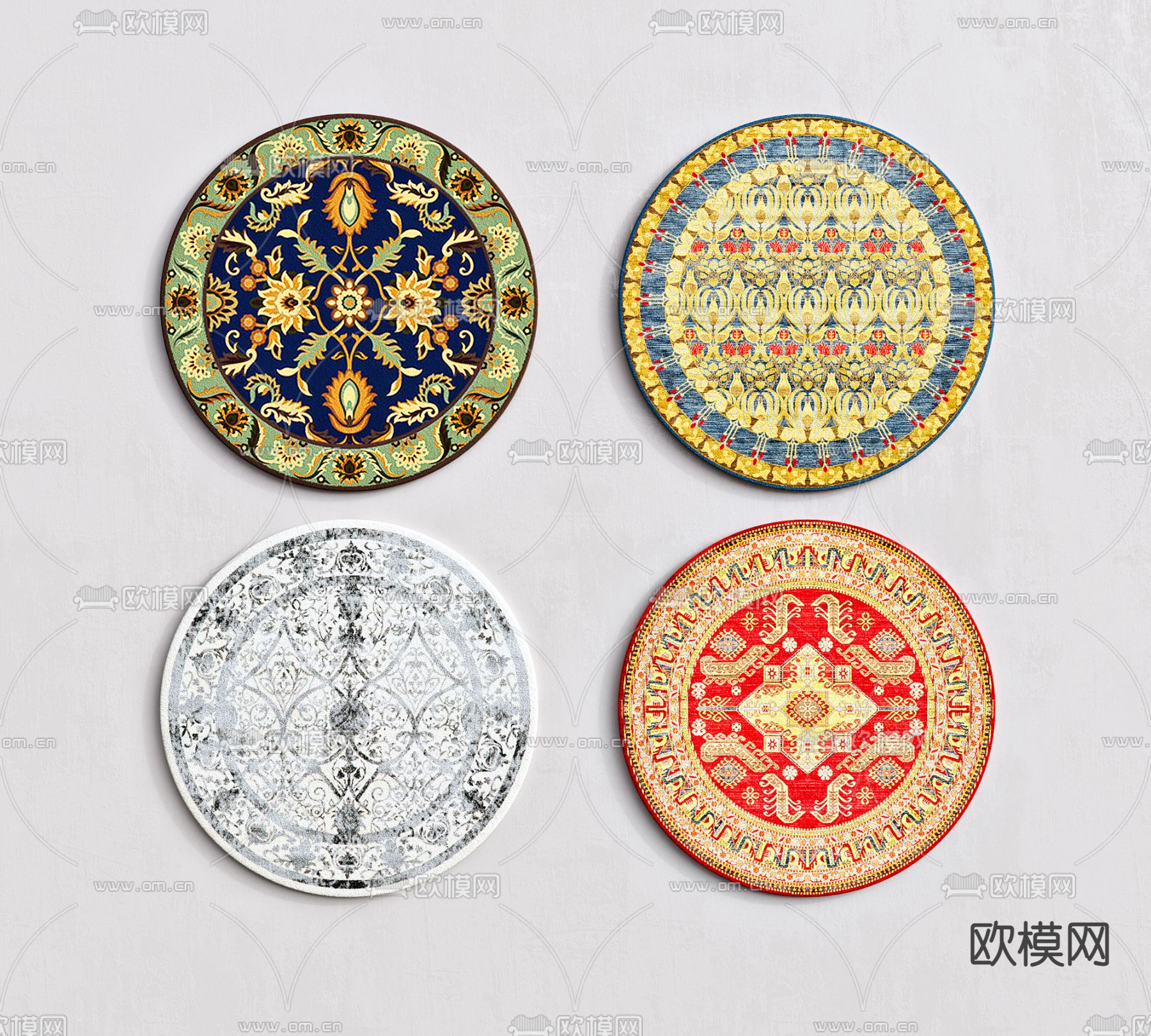 简欧圆形地毯3d模型下载
