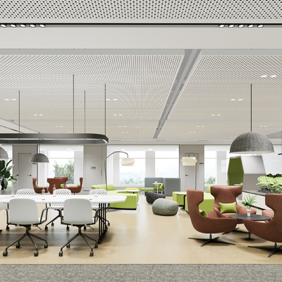  现代办公室休息区su模型 