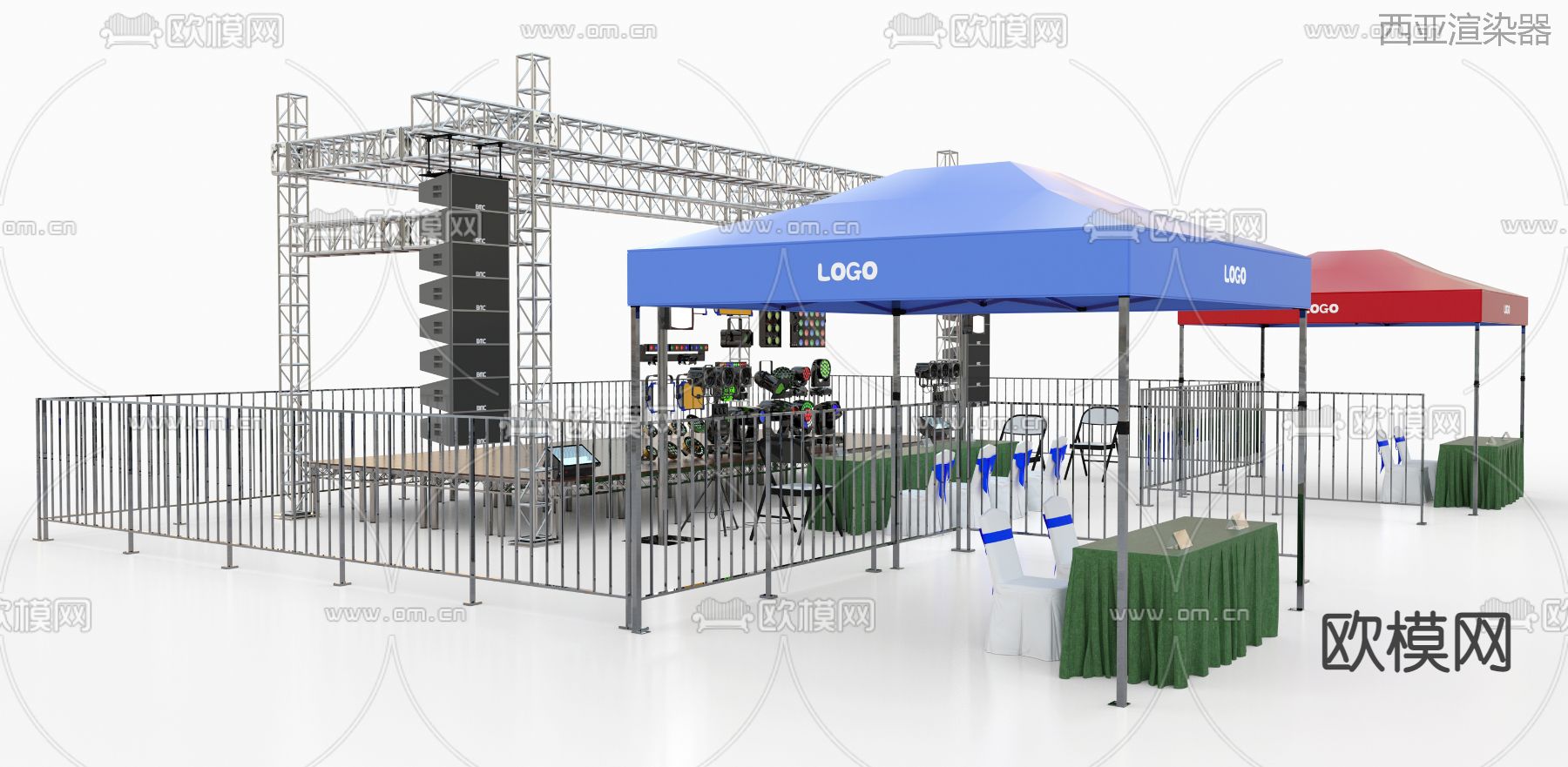 现代户外表演舞台su模型下载（渲染图1）