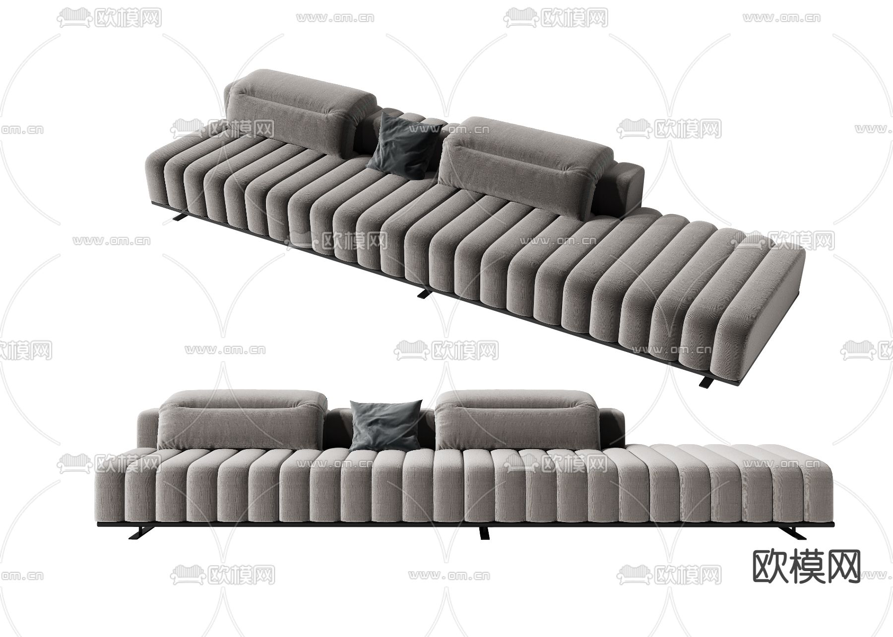 现代灰色多人沙发3d模型下载