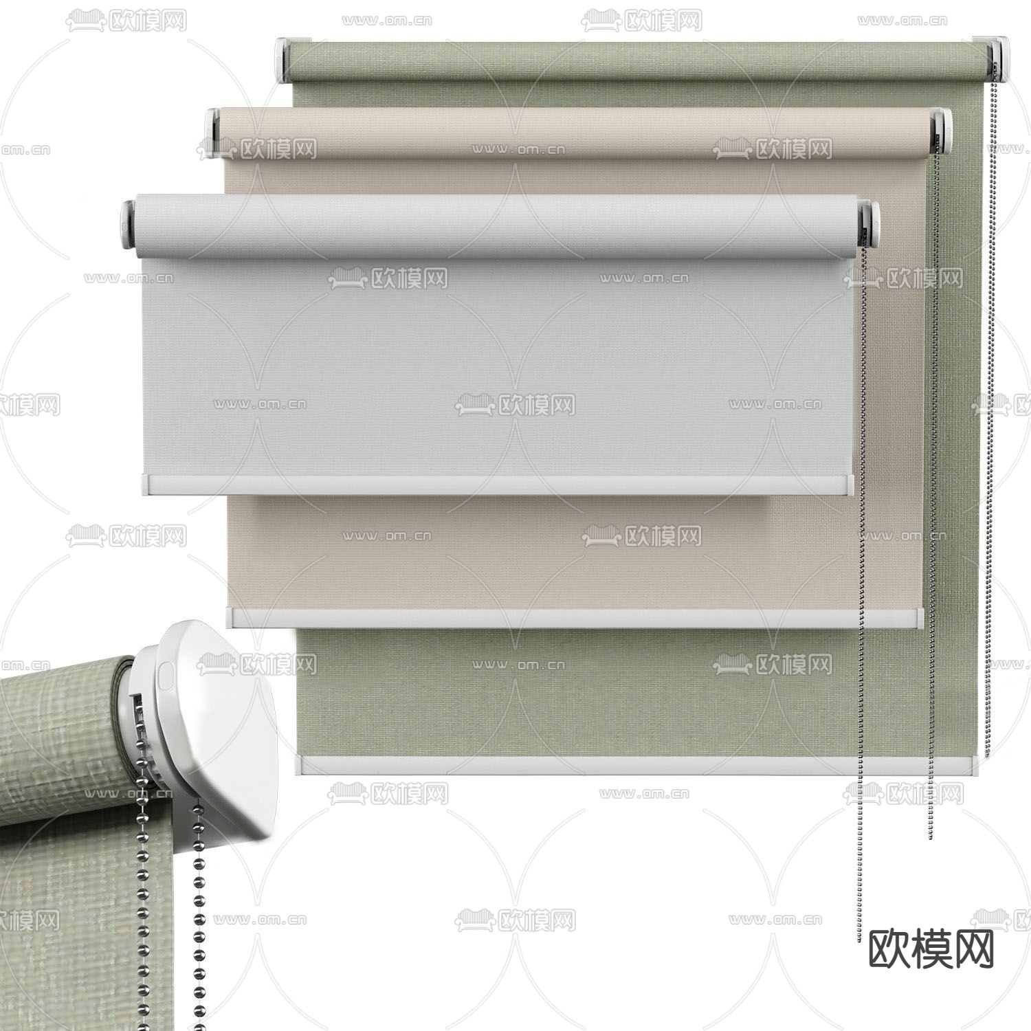 现代窗帘布艺卷帘su模型下载_ID12093029_sketchup模型下载-欧模网