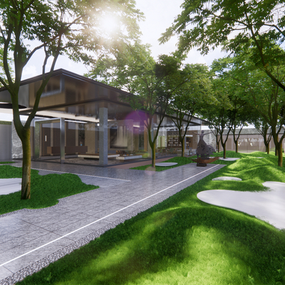 现代小区园林景观su模型