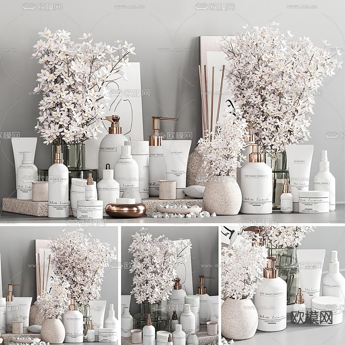 现代洗浴用品组合su模型下载（渲染图1）