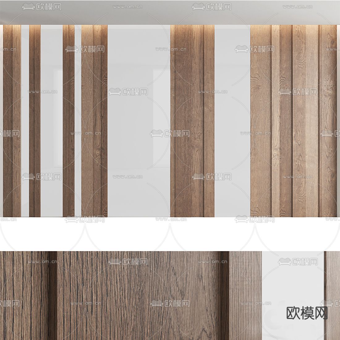 现代实木护墙板3d模型下载（渲染图2）