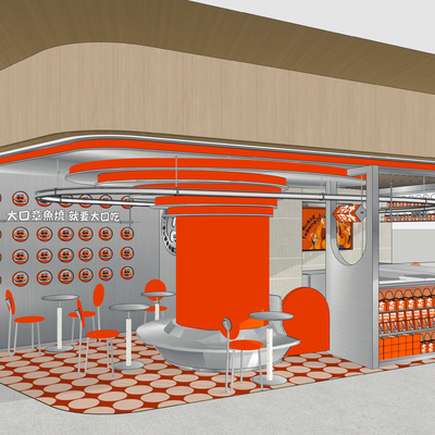  现代小吃店快餐店su模型 