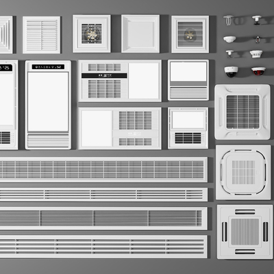  现代空调出风口暖风机su模型 