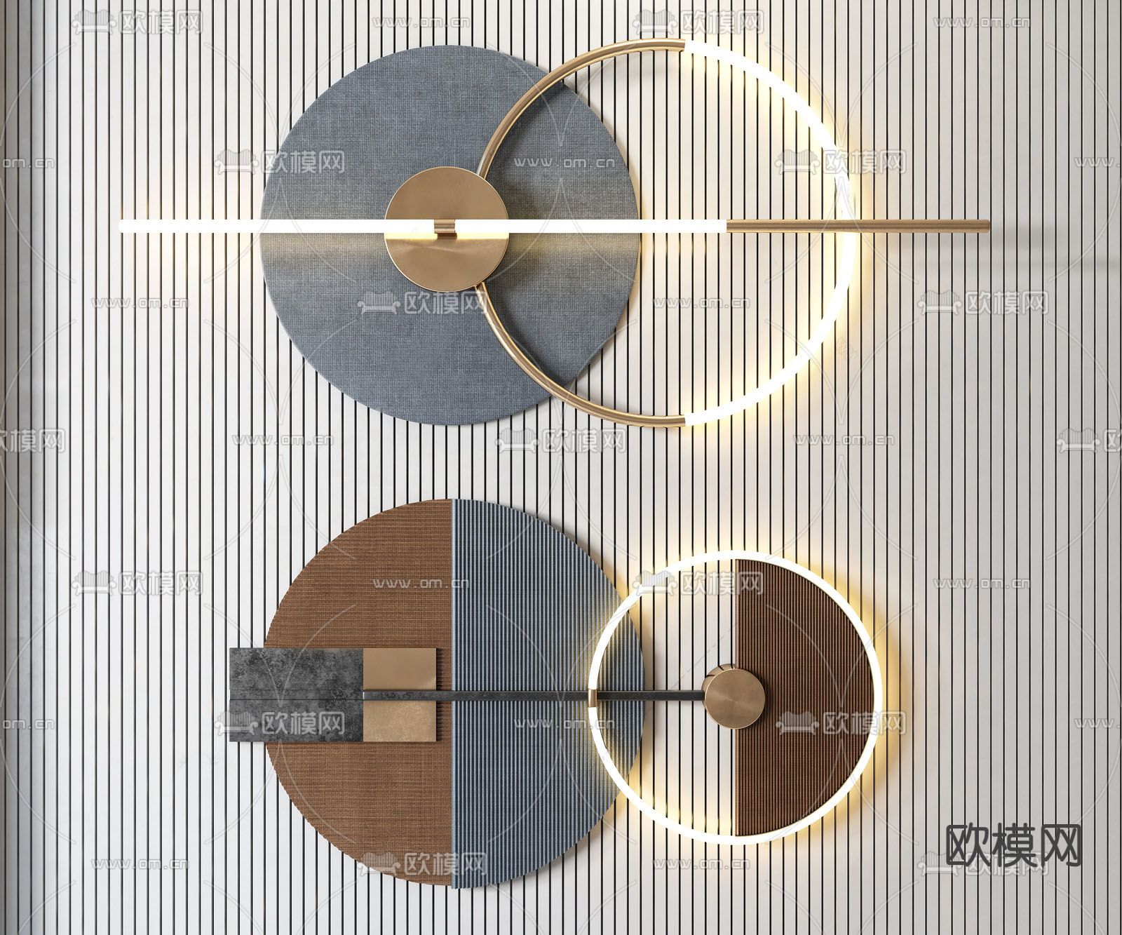 现代轻奢墙饰挂件su模型下载（渲染图1）