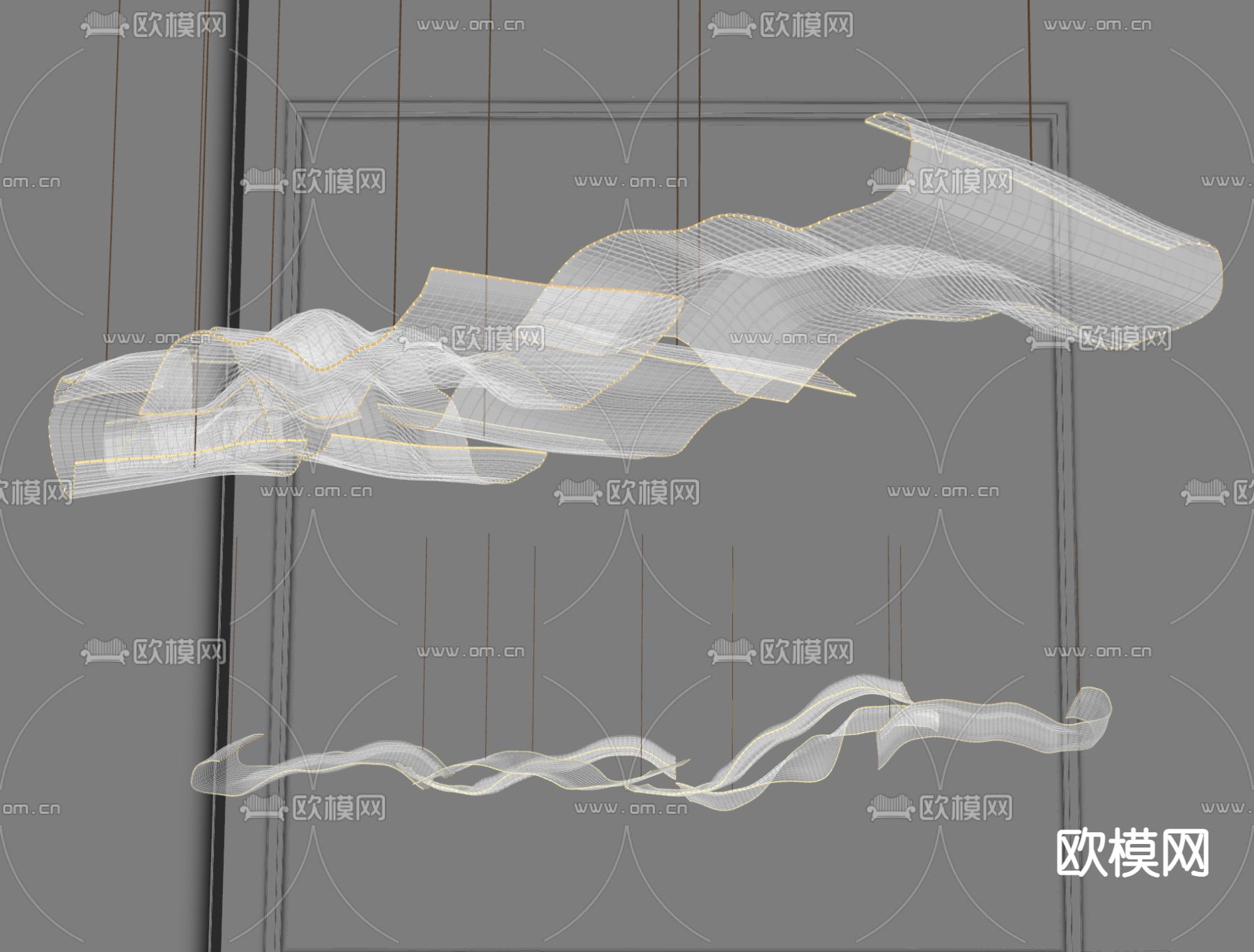 现代玻璃装饰吊灯su模型下载（渲染图2）