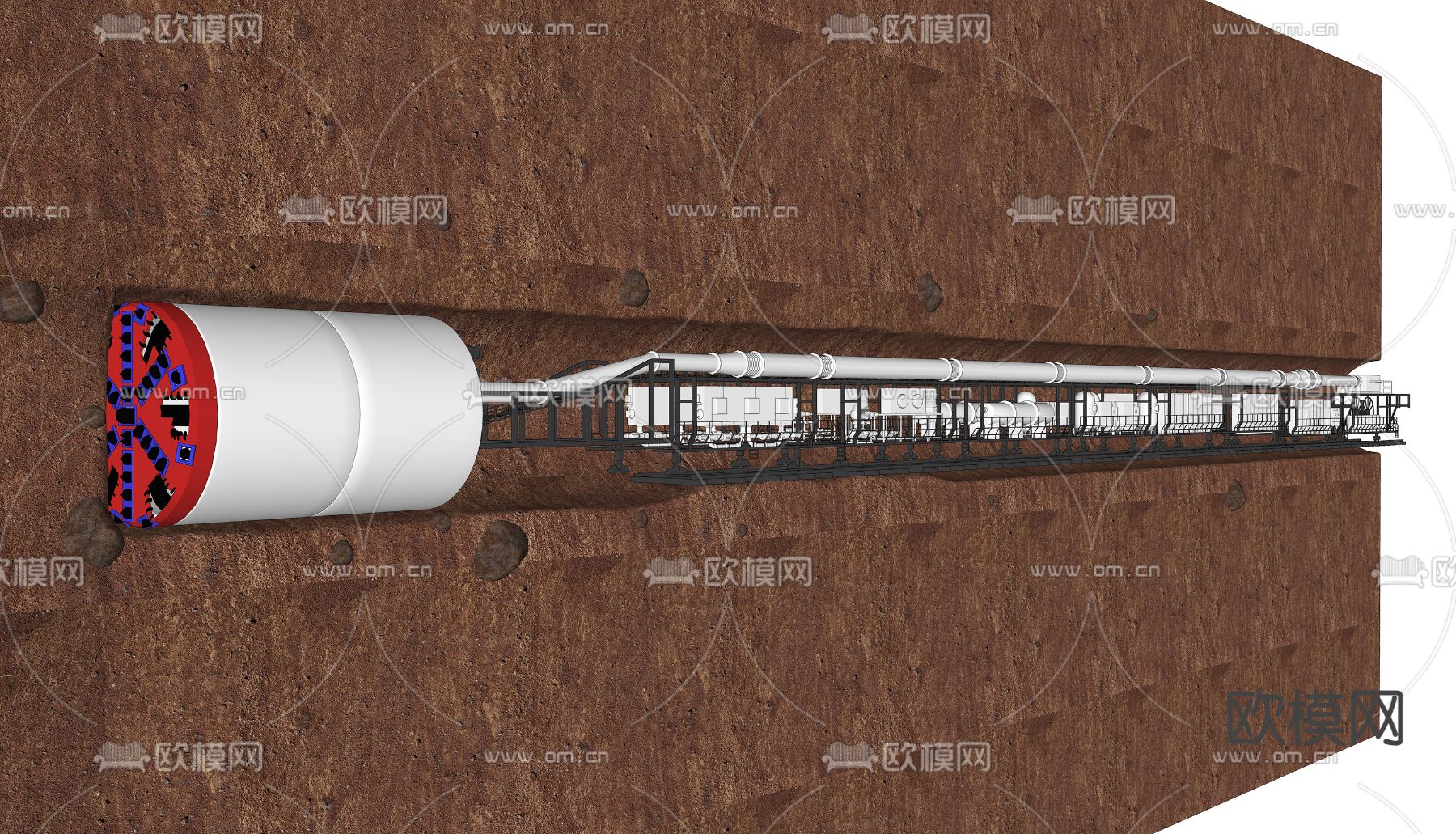 现代地铁隧道施工机械su模型下载（渲染图2）
